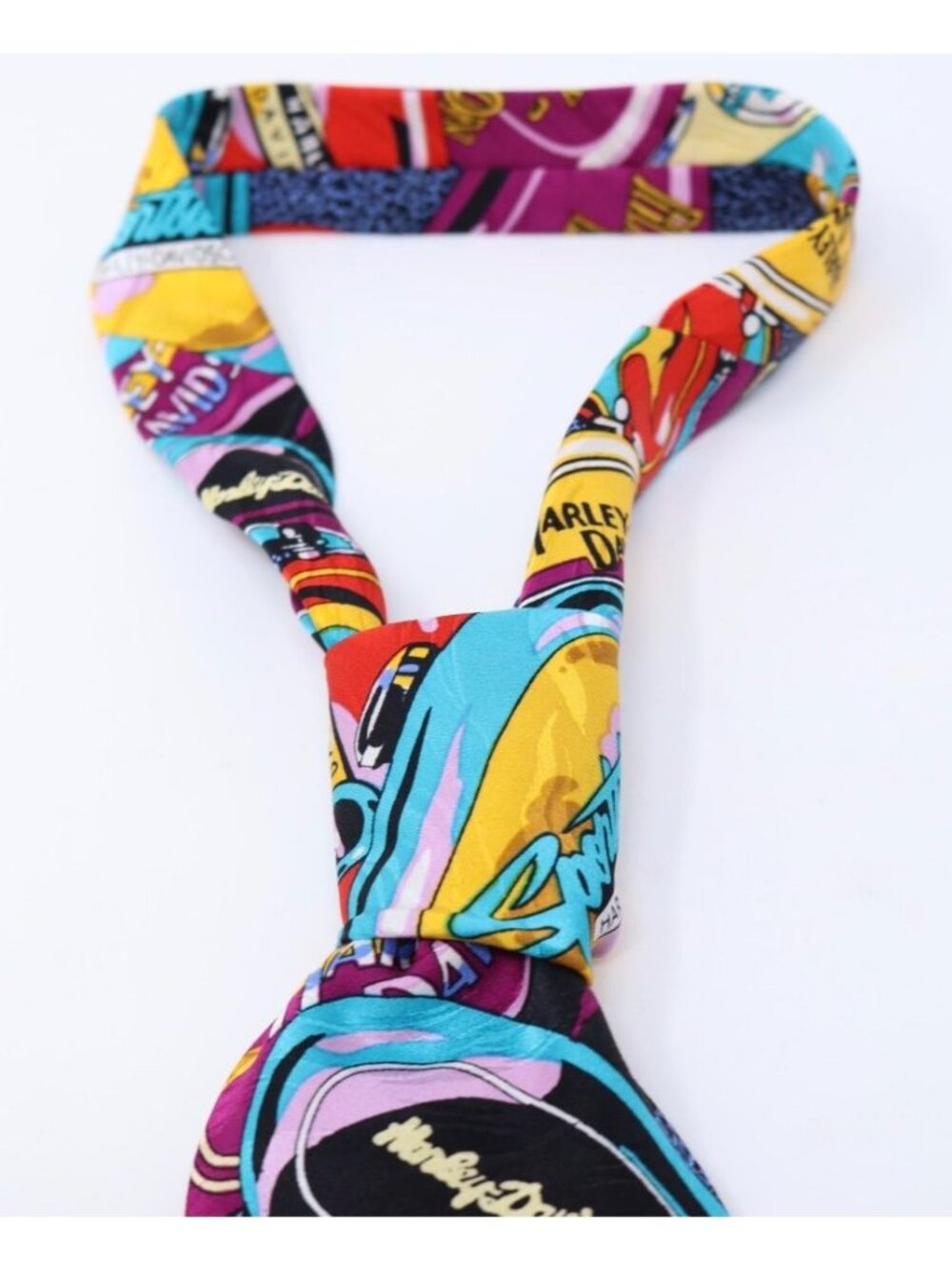 Harley Davidson Pop Art Biker Core Tie Silk Eclectric Grandpa Motorcycle Novelty - Picture 6 of 11